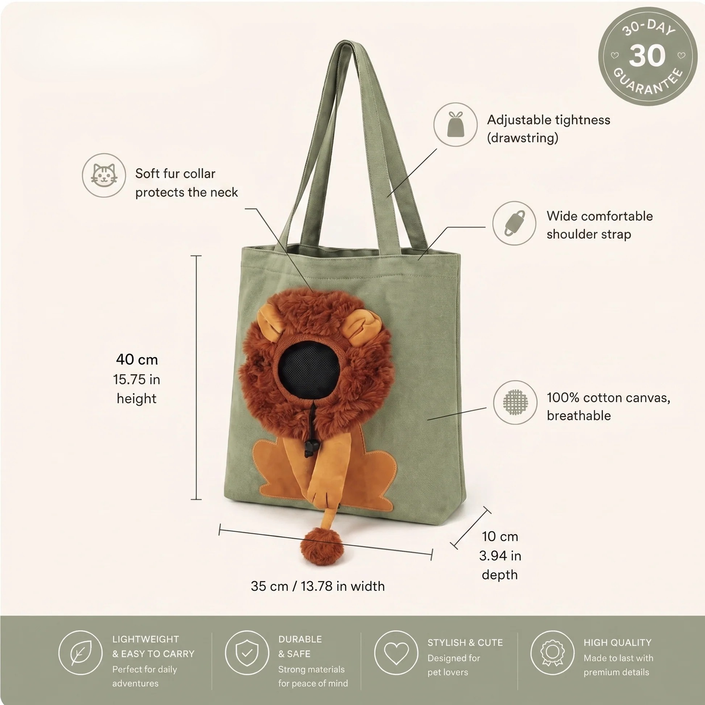 Lion Mane Pet Carrier Tote